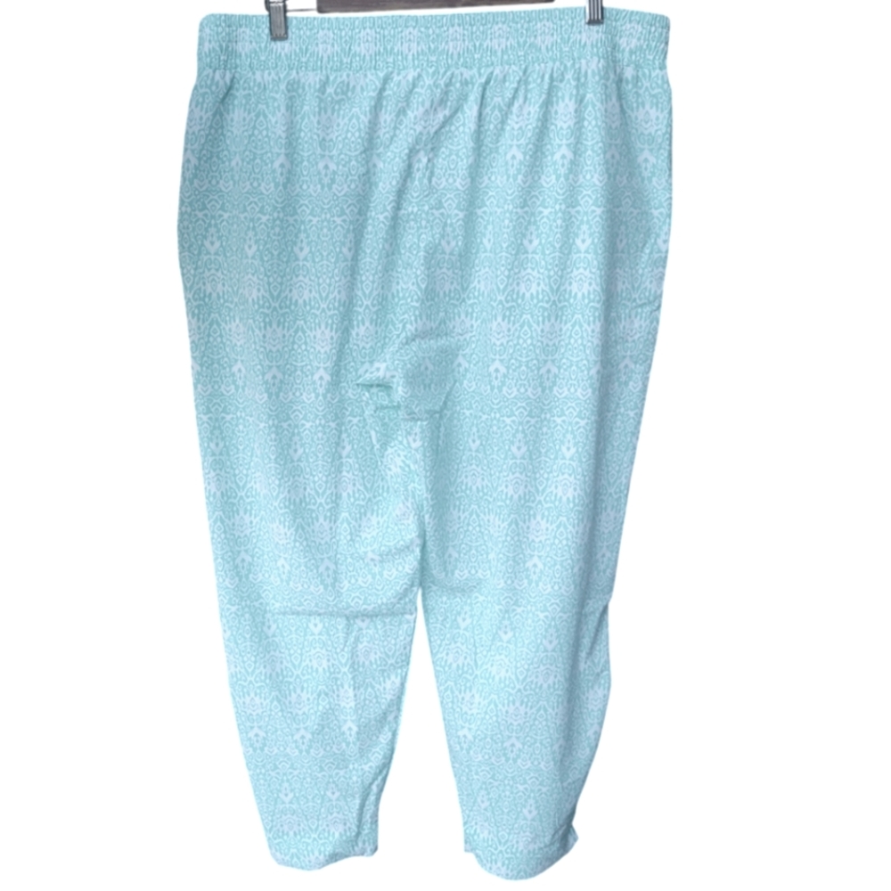 Coolibar Perissa UPF50+ Aire Tapered Pants Cropped Blue White Floral Size XL - Picture 3 of 15